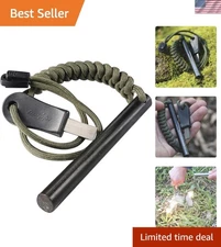 Emergency-Ready 4" Ferrocerium Fire Starter with Paracord Handle for Outdoor Use