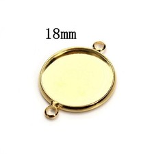 10PCS Gold Tone Stainless Steel Round Cabochon Blank Tray Connector LST06-18mm