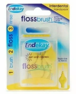 Endekay Interdental Flossbrush Yellow 0.7mm - Pack Of 6
