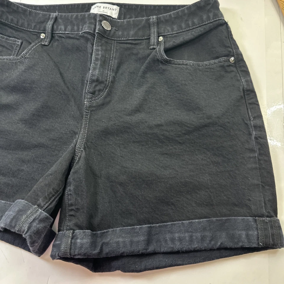Lane Bryant женщин джинсовой ткани с манжетами середины подъема бойфренд короткие черный Sz-12 #371 - Изображение 3 из 4