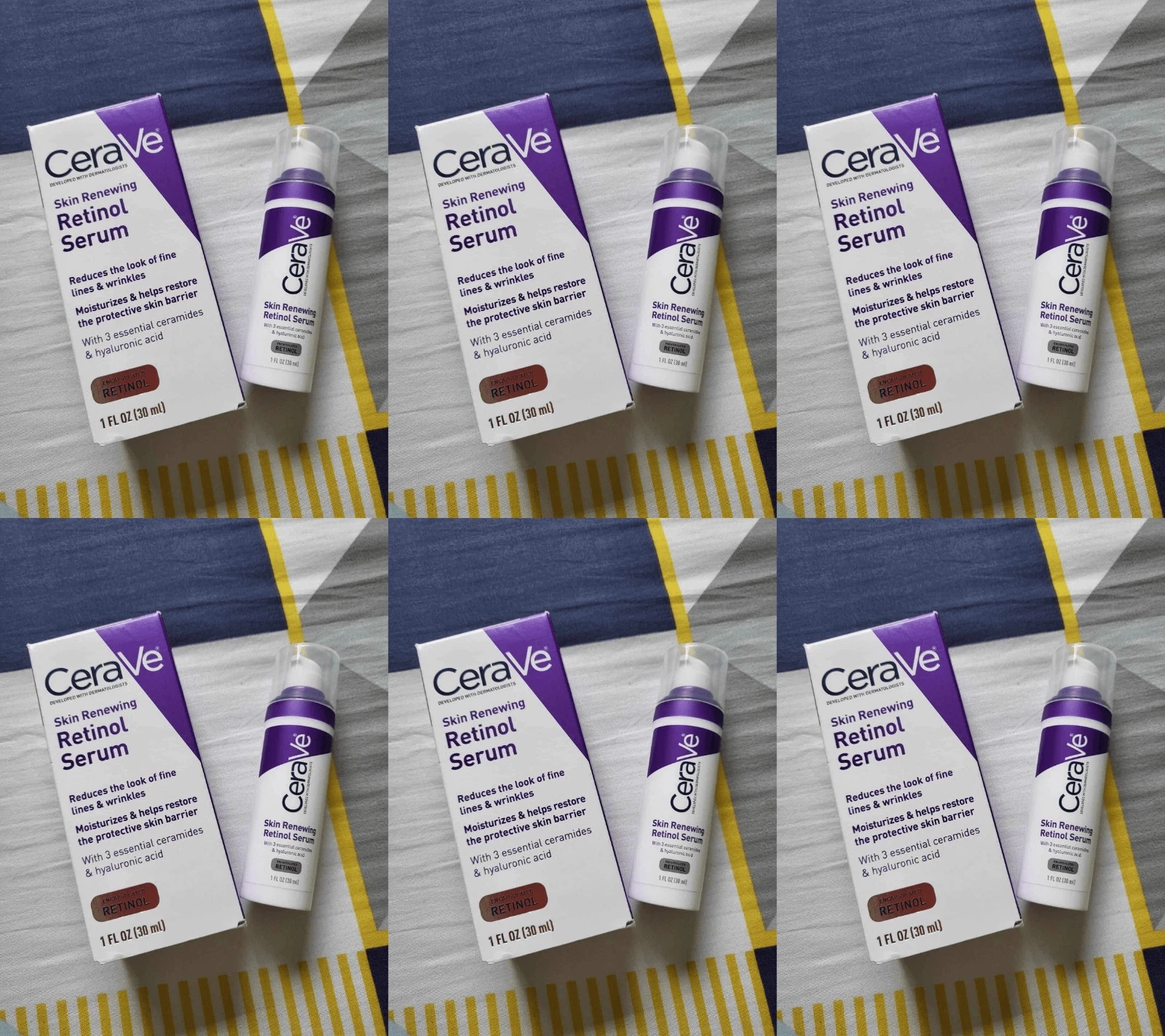 CeraVe Retinol Serum Value Pack 6 Bottles 1oz Each Skin Renewing Fragrance Free