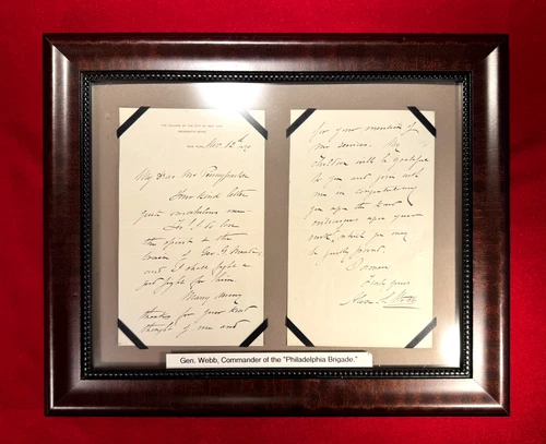 RARE ORIG CIVIL WAR GETTYSBURG GEN. WEBB HANDWRITTEN SIGNED LETTER / PHILA BRIG.