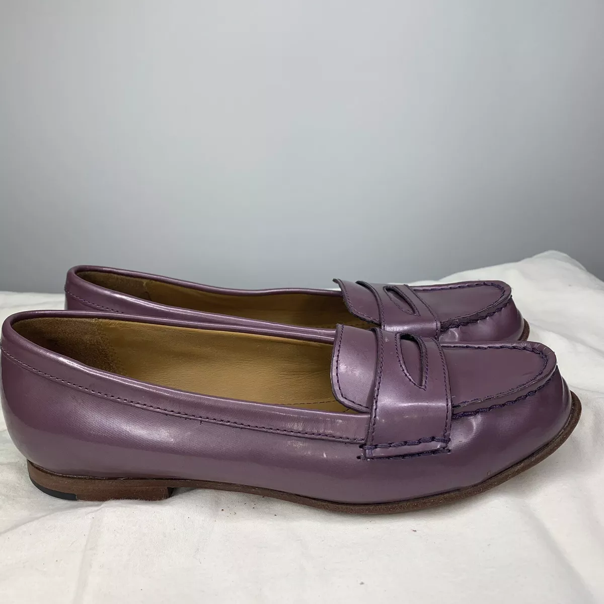 Women's leather cheap penny loafer shoes