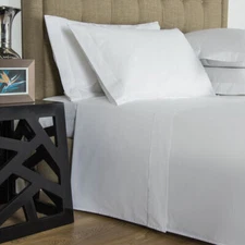 FRETTE ONE BOURDON KING 4 PIECE SHEET SET PERCALE WHITE/WHITE