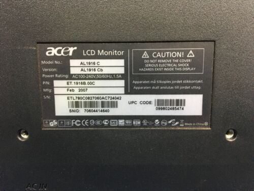 Acer AL1916 C LCD Monitor - Picture 5 of 5