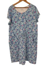 Talbots Woman dress size 1X Floral Blue Red Cotton knit ShortSleeve Pockets plus