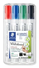 Lumocolor Whiteboard Marker Chisel Tip Box of 4 Assorted Colors Red Blue Gree...