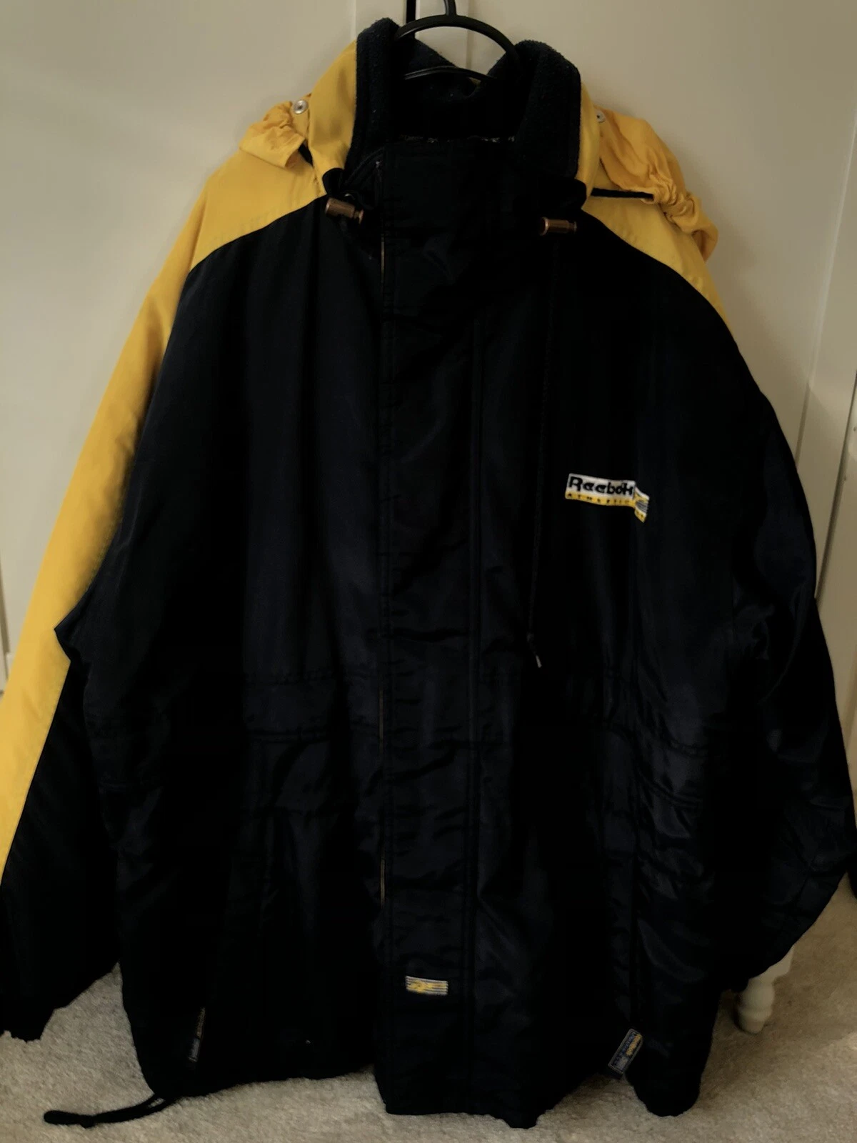 Reebok Vintage Jacket, Yellow And Navy, XL, Good Condition