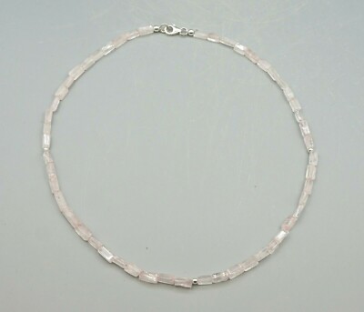 ROSENQUARZ Kette Halskette ca. 46 cm lang Kette Edelstein Square-Perlen