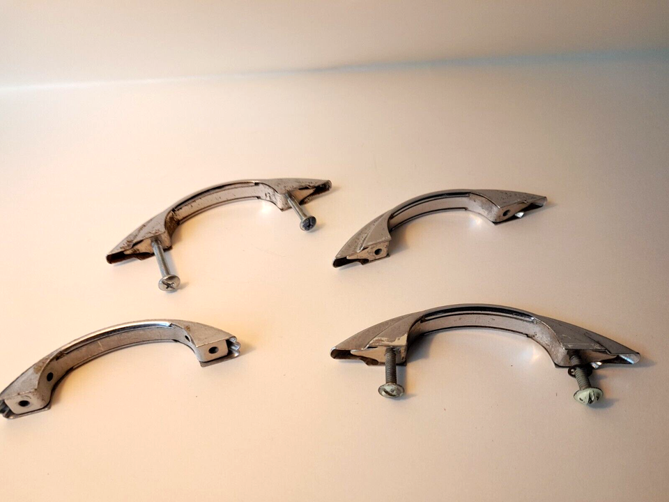 LOT 4 MID CENTURY KITCHEN METAL DRAWER PULLS ART DECO AGED