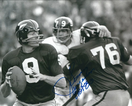 Signed 8x10 SONNY JURGENSEN "HOF 83" Washington Redskins Autographed photo - COA