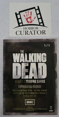 Walking Dead Season 2 Michonne Pet Zombie Sketch Trading Card Cryptozoic Artist - Picture 2 of 3