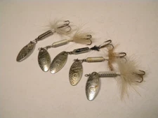 5 Worden Rooster Tail 1/8 oz Chrome White Silver spinnerbait crankbait lure lot