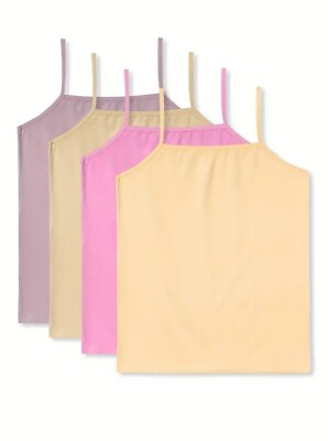 4pcs Girls Camisoles Comfortable Soft Tank Tops Basic Undershirts Kids Clothes