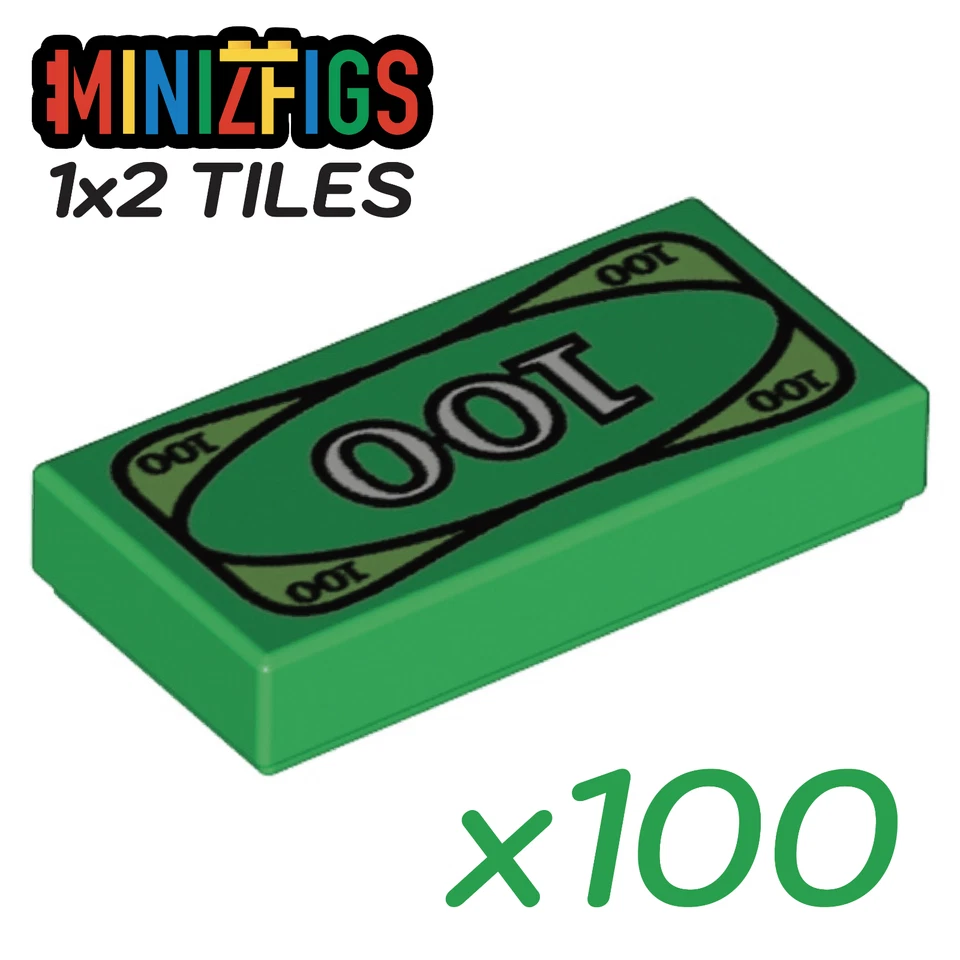 100 PCS 1x2 Money Tiles Bulk Building Toy Great for Lego Minifigures Accessories - Image 2 of 4