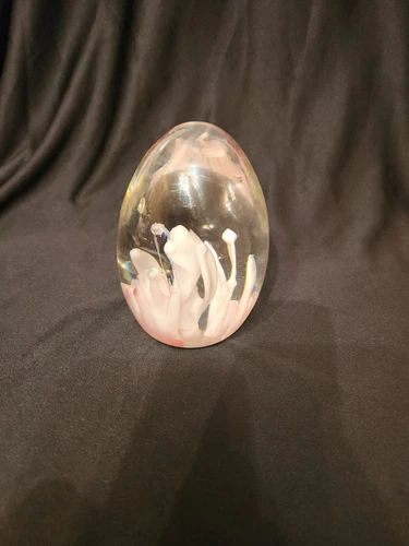 VTG Murano Venetian Glass Vetro Artistico Veneziano Paperweight Egg Shaped Coral