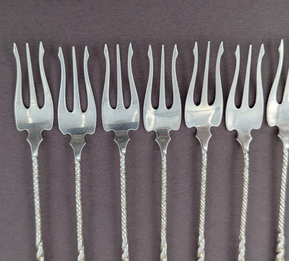 12 Square Twist by Whiting Sterling Silver Cocktail Fork Oyster Forks Set 5.5"