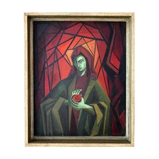 Vintage Cubist Painting by Kannon, 1953 Mid Century Modern Abstract Artwork