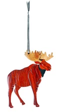 Stand Moose - Double-sided Wood Intarsia Christmas Tree Ornament - Outdoor theme