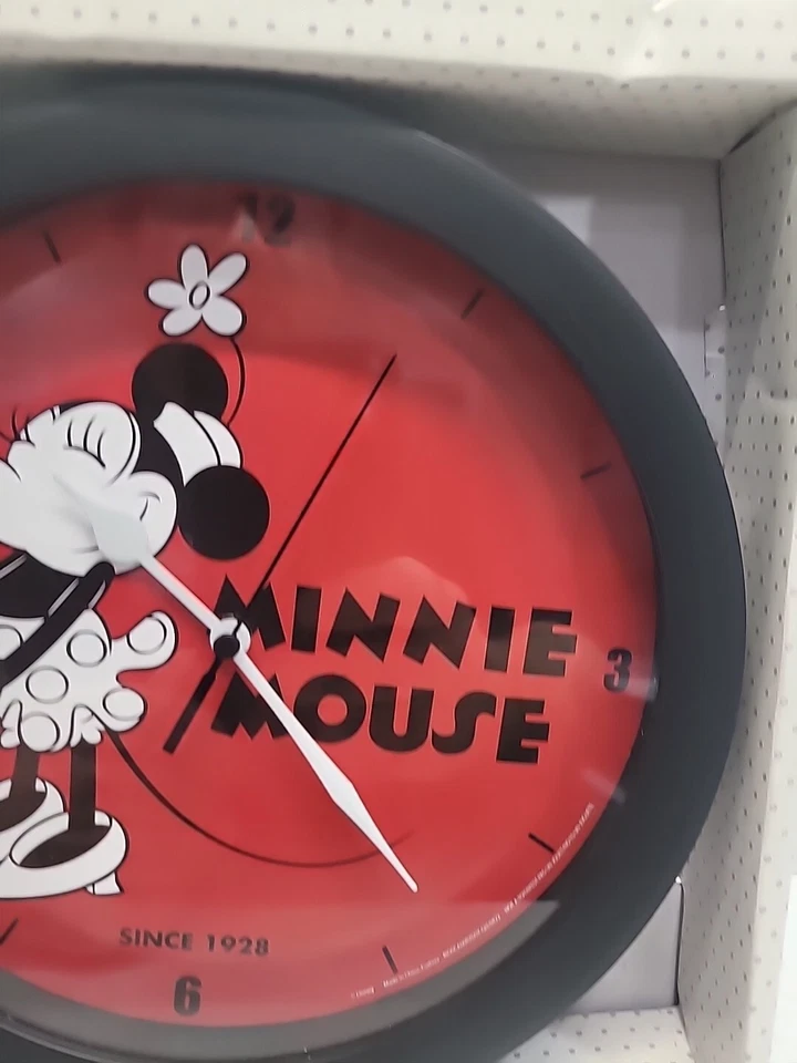 Disney Classic Minnie Mouse Plastic Wall Clock AA Battery Operated NIP Black Red - Image 3 of 4
