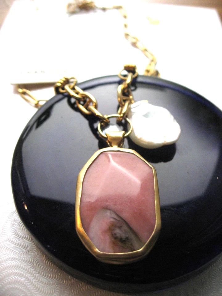 Collar Chan Luu Perla y Rodcrosita Colgante Labradorita Oro Boho Moderno Nuevo con Etiquetas Foto 3 de 4