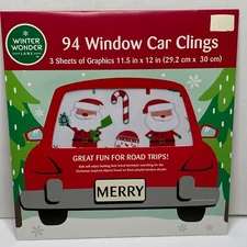 Winter Wonder Lane Christmas Window Car Clings 94 Count Santa Games Peel & Stick