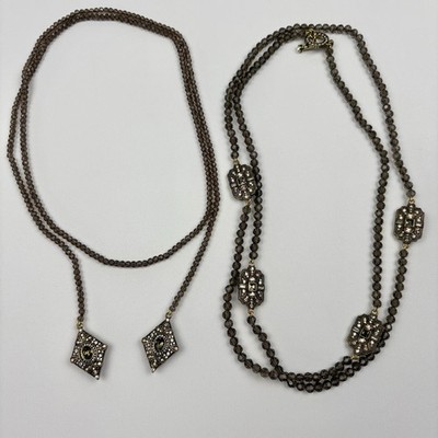 Heidi Daus ''The Deco Trilogy'' 2piece Beaded Necklace Set Smoky Quartz
