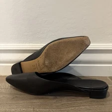 Vince Ana Mules Flats Shoes Square Toe Women's Leather Black Size US5M EU35