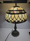 Retro Stained Glass Flower Base Tiffany Style Table Lamp Accent Lamp H19.5"