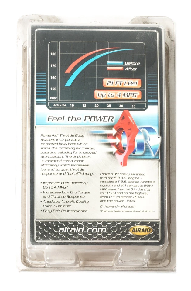 AirAid PowerAid Aluminum Throttle Body Spacer 97-04 Ford F-Series V8 4.6L 400590 Foto 2 de 4