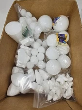 Lot of 77 Assorted Styrofoam Polystyrene Dylite Shapes to Decorate Kids Crafts
