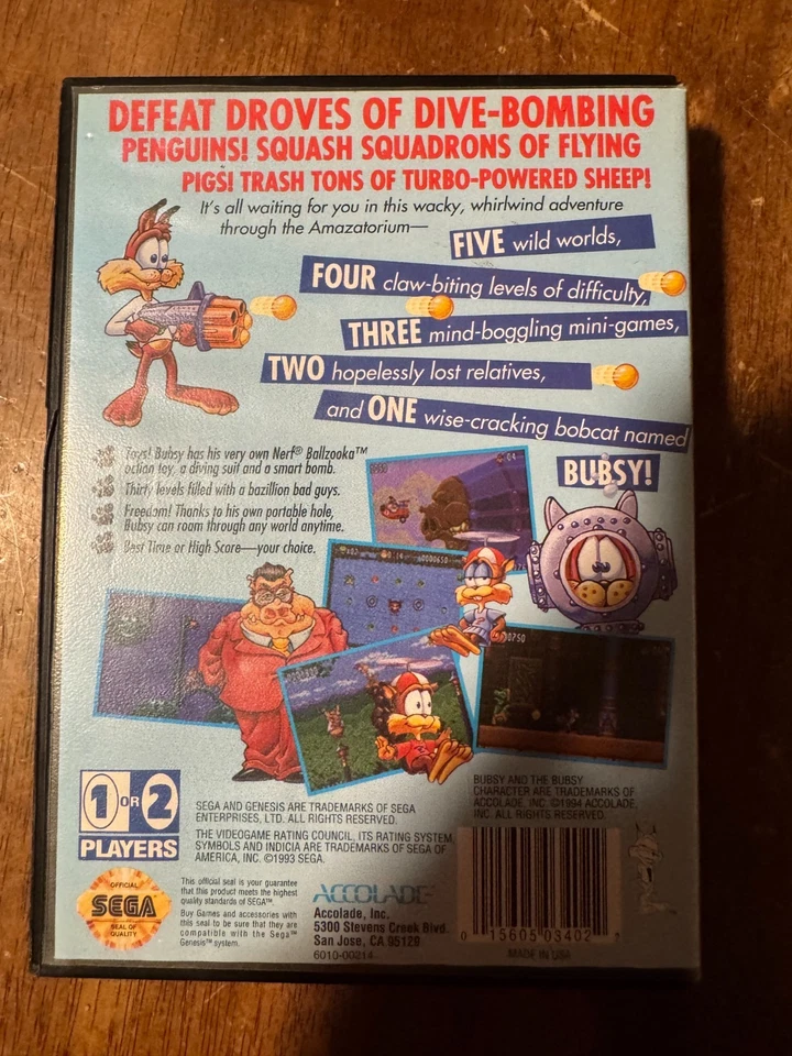 Bubsy II, 2 (Sega Genesis) Game CIB – Complete with Box, Manual & Registration! - Image 3 of 3