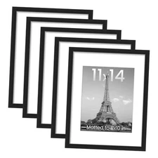 upsimples 11x14 Picture Frame Set of 5, Display Pictures 8x10 with Mat or 