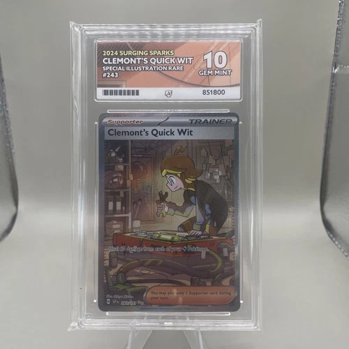 ACE 10 Clemont's Quick Wit SIR Surging Sparks 243/191 Ace Label Graded Card