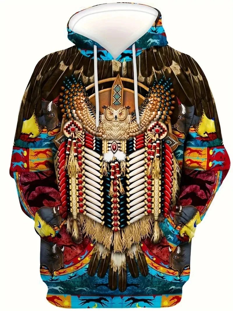 Men's Western Aztec Sweatshirts Pullover Hoodie COWBOY COZY BIG SIZE 6XL