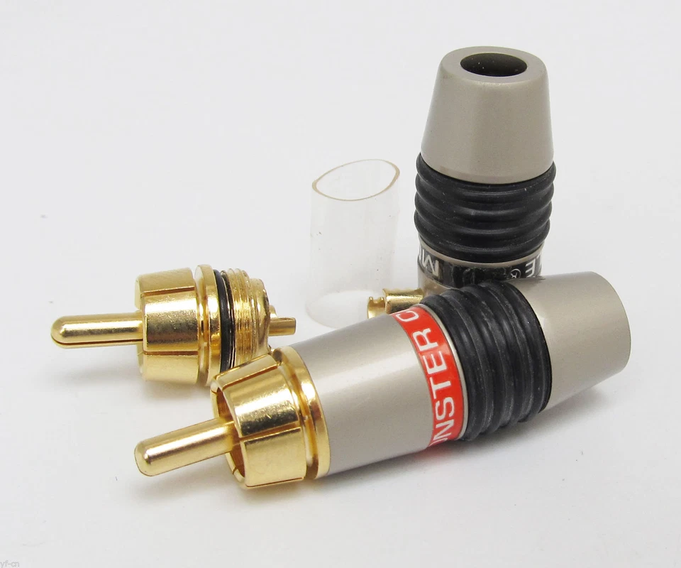 1Pair Monster Gold Plated Copper RCA Plug Audio Cable Soldering Male Connector - Image 2 of 4
