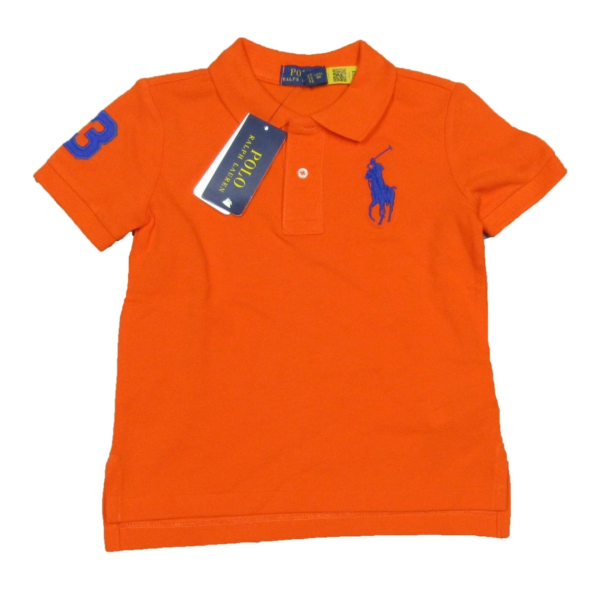 Polo Ralph Lauren Boys Orange Solid Big Pony Mesh Short Sleeve Polo Shirt