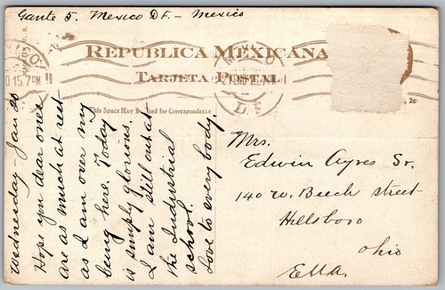 De Colección Ciudad de México DF San Angel Inn Hotel Años 1910 Ver Postal Antigua - Imagen 2 de 2