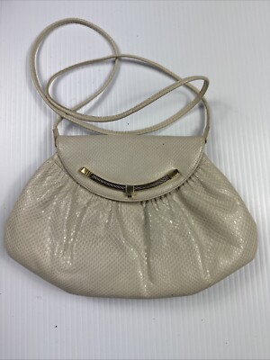 Designer Finesse La Model Cream Snakeskin Swans Purse Leather Lining