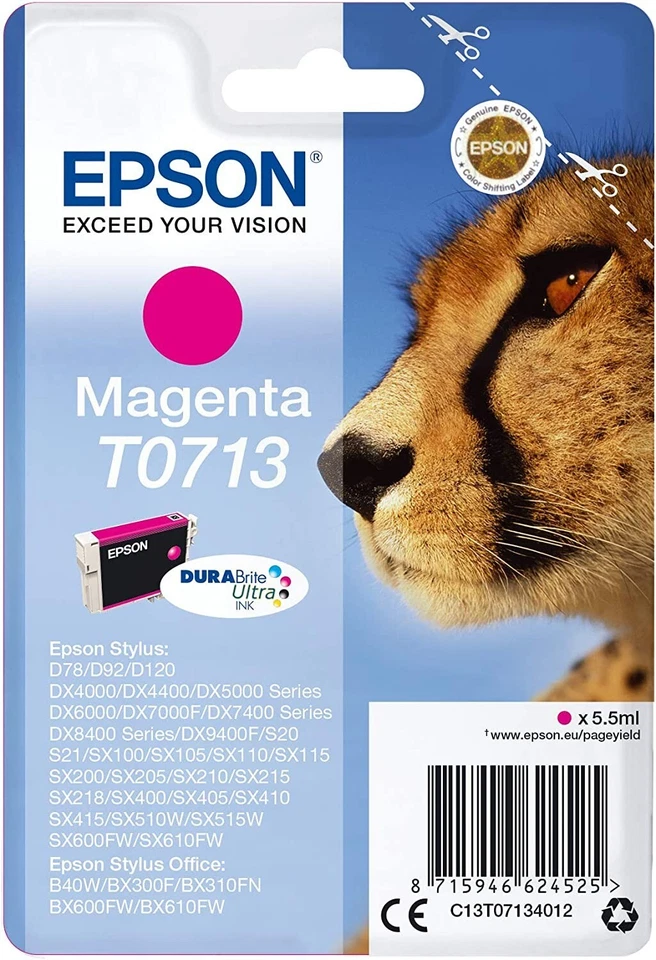 CARTUCCIA EPSON T0711 T0712 T0713 T0714 T0715 GHEPARDO ORIGINALE - MULTIPACK COL - Immagine 4 di 4