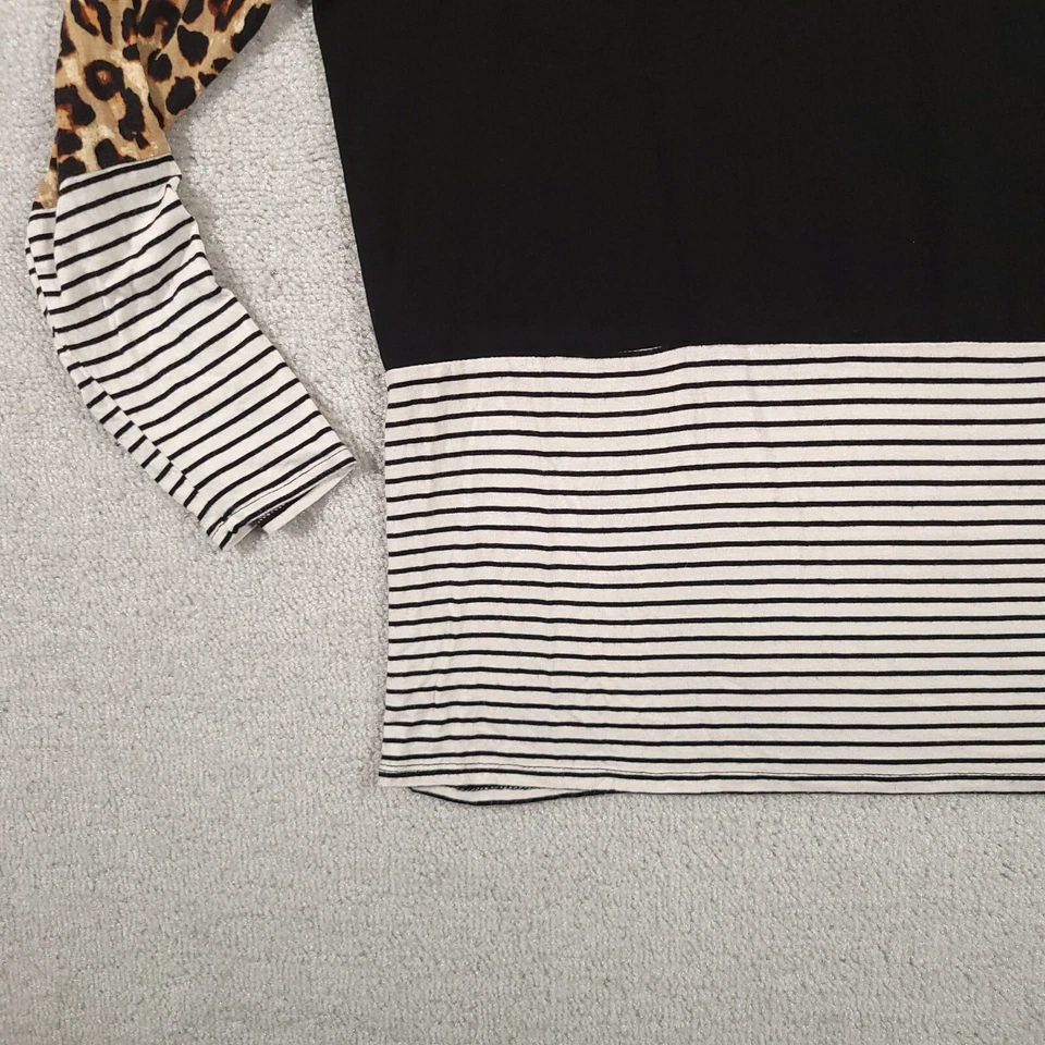 Camisa Zenana Para Mujer Pequeña Bloques de Color Estampado Animal A Cuadros Manga Larga Foto 4 de 4