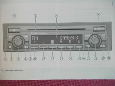 AUDI CONCERT AUDIO RADIO CD HANDBUCH A2 / A3 / A4 / A6 / |A8 / TT (EJL 116+)
