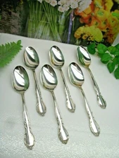 6   International Silver Wm Rogers  MOONLIGHT  Silverplate  Teaspoons  1959