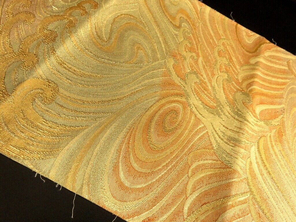 BB8229AA Silk Obi Fabric Vintage Wave 109.4x11.8in(278x30cm BB8229AA Silk Obi Fabric Vintage Wave 109.4x11.8in(278x30cm