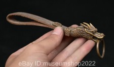 6.4 " Rare Old Chinese Bronze Zodiac Year Dragon Head Lucky Belt Buckle