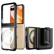 For Motorola Razr 50 / Razr 2024 TPU Clear MagSafe Case Cover +Holster Belt Clip