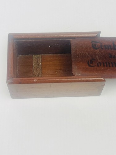 Ancienne boîte à timbres en acajou, timbres de commerce - Imagen 3 de 3
