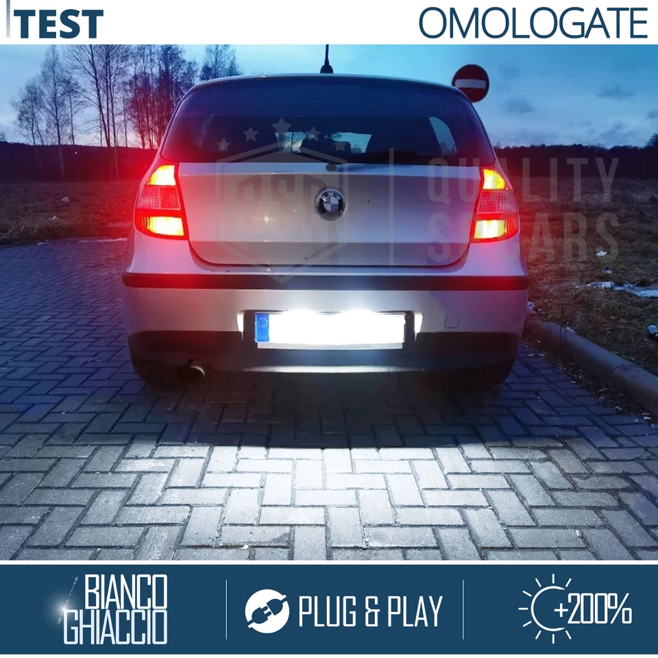 PLACCHETTE Luci TARGA FULL LED per Bmw Serie 1 E87 E81 CANBUS 6.500K Bianco Ghia - Immagine 3 di 4