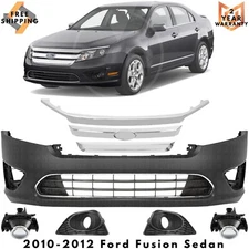 Front Bumper Cover Paintable & Grille Assembly Kit For 2010-2012 Ford Fusion