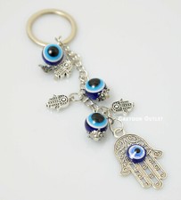 3 pc Evil Eye Keychain Hamsa Fatima Hand Protection Charm Key Chain Luck Amulet